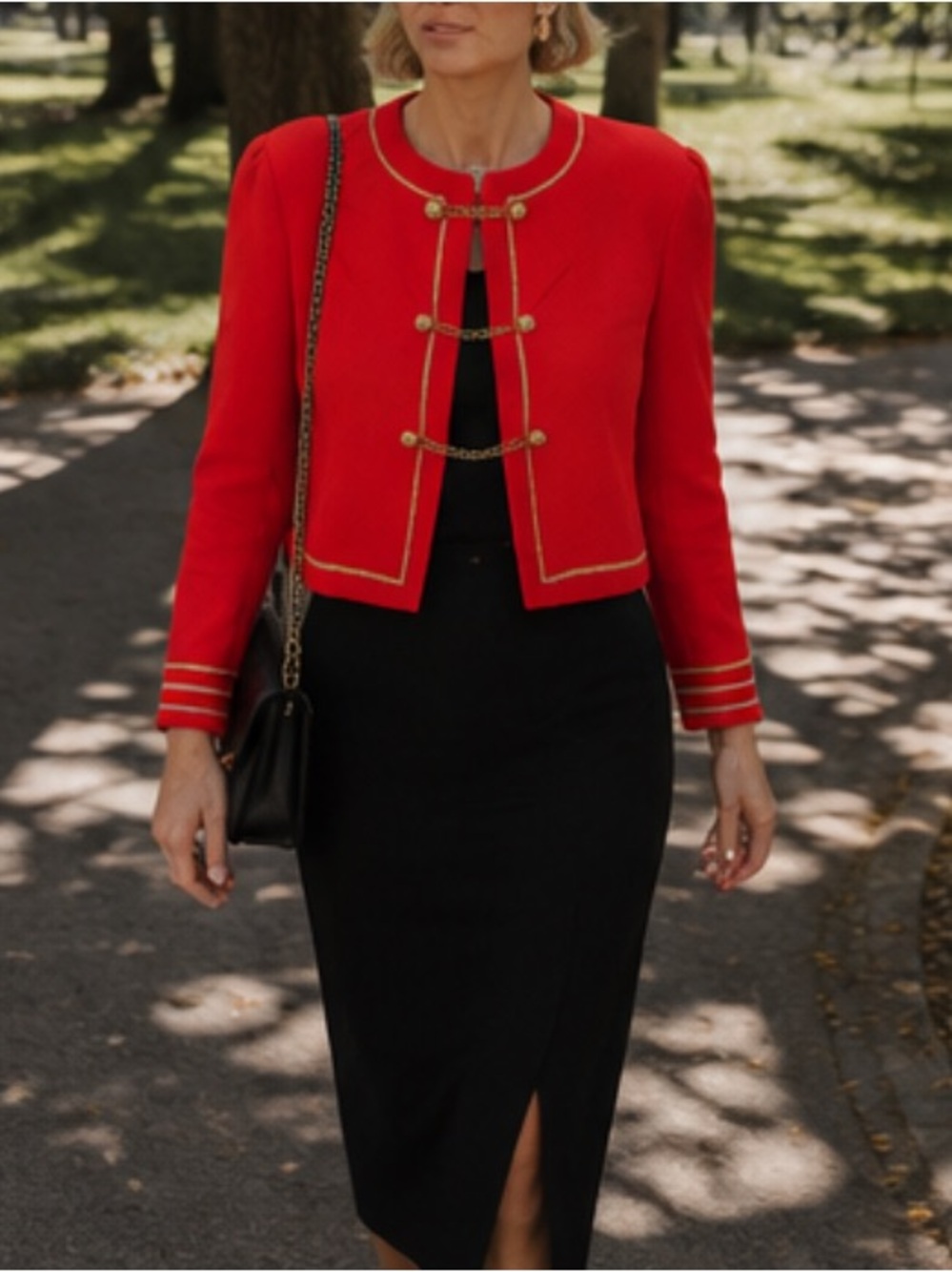 St. John Red and Gold Military Jacket, size 10 - Picture 16 of 16